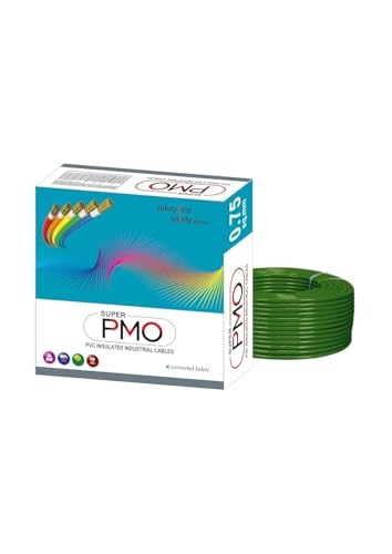 Image of Super PMO PVC Insulated Copper Wire, 90 m, Single Core Flexible Cable for Domestic and Industrial Use (GREEN, 0.75 SQ MM)