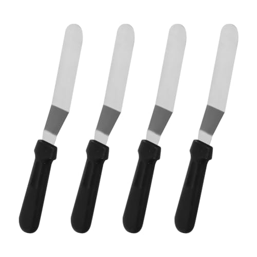 UUYYEO 4 Pcs 6 Inches Stainless Steel Cake Decorating Spatulas Small Cake Frosting Spatulas Angled Spatulas Cake Icing Smoothers with Plastic Handle