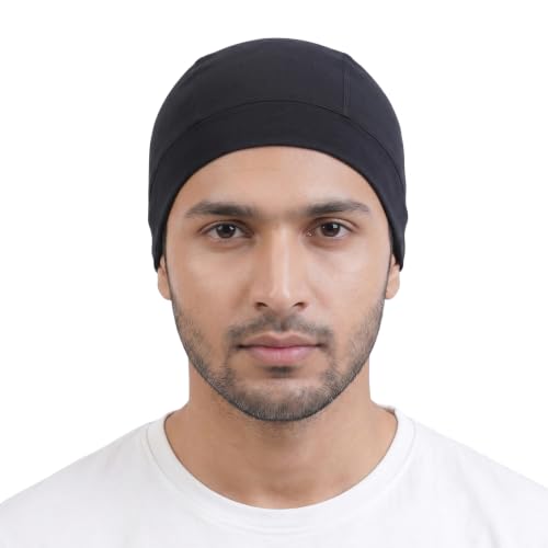 Image of Unisex Helmet Skull Cap for Bikers & Cyclists, Polyester Head Cap, Hair Inner Helmet Cap for Men, Sweat Cooling Beanie Cap, Skull Mask for Summer, Bike Accessories