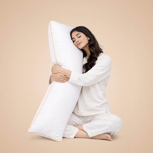 Image of SleepyCat Microfiber Cuddle Pillow Covered with Luxe Modal Fabric for Body Support | Ideal for Side Sleepers and Expecting Mothers | Machine Washable | 50x19 inches |2 Piece