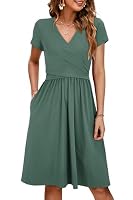 OUGES Sommer Womens Mutterschaft Kleider V-Ausschnitt Midi Sundress Krankenpflege Kleid Casual Floral Stillen Kleid mit Taschen -M