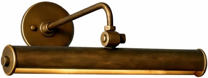 Vintage Solid Brass Picture Light – Hardwired Gallery Wall Lamp for Paintings, Art Frames & Mirrors – Adjustable Modern Antique Gold Display Lighting for Home & Office (Antique Patina)