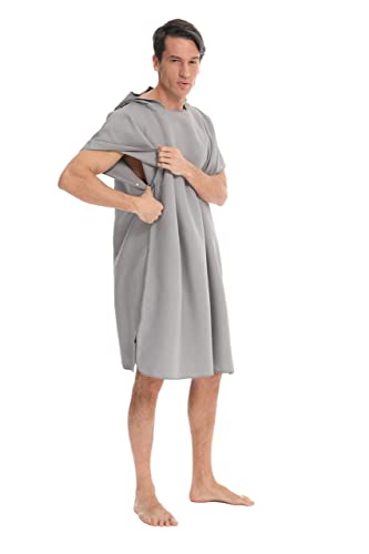 Foto von SINJYUN Handtuch Poncho Erwachsene Microfaser,Badeponcho Herren mit Kapuze,Surf Poncho Herren Mikrofaser für Surfen Schwimmen
