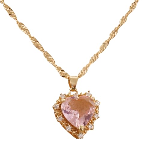 Collier coeur strass zircon brillant au fini argenté de haute qualité