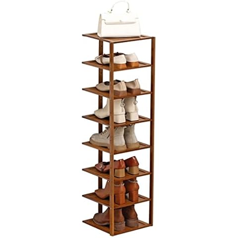 LQUAN 8-tier Shoe Rack Narrow Shoe Shelf Space Saving Vertical Shoe Shelf Storage Organizer for Closet Bedroom Entryway Use Cover