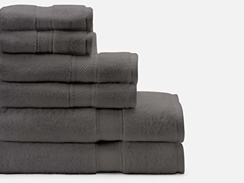 Red Land Cotton Bath Towels Set | American Grown 100% Luxury Cotton Wash Cloths For Body Hand & Face | Hotel Premium Quality | 6 Piece Towels For Bathroom | Usa Made Fluffy Soft And Durable | Gray #TOP18