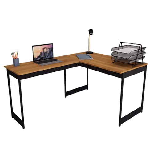Mesa Em L Estilo Industrial Escrivaninha De Canto Escritório Estu...