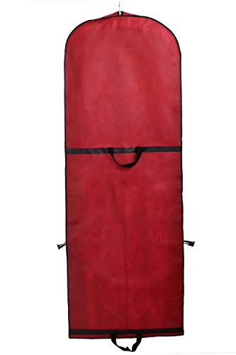 TUKA Transpirable bolsa de ropa, aprox. 149 cm, con cremallera de calidad. para vestidos de fiesta, trajes, abrigos, 2 bolsillos para accesorios - rojo oscuro, TKB1007 darkred