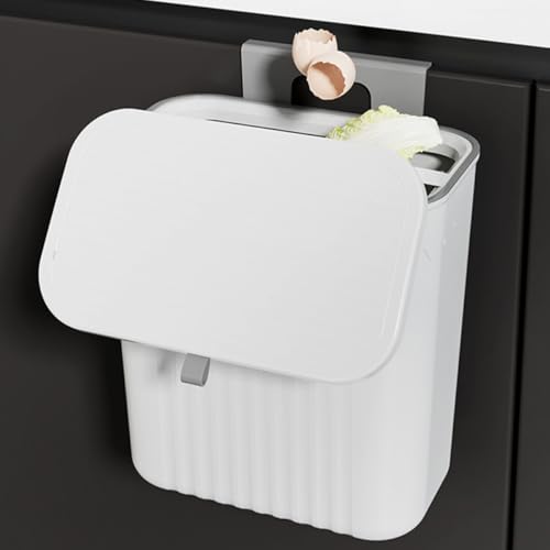 Caneca de basura colgante blanca con tapa grande miniatura 7