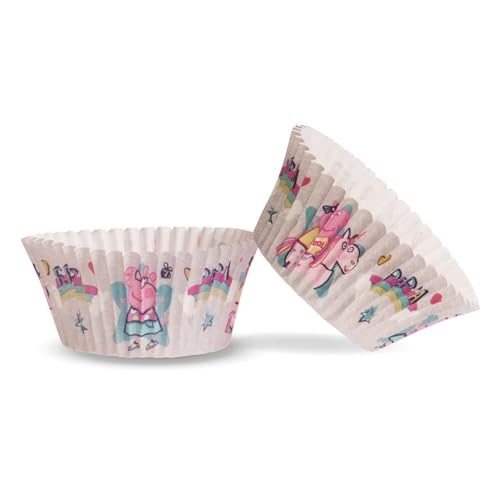 DKZBR Peppa Wutz Set 20x Essbare Muffinstecker+ 25x Muffinförmchen mit Peppa Pig Motiven - Deko für Muffins und Cupcakes zum Kindergeburtstag
