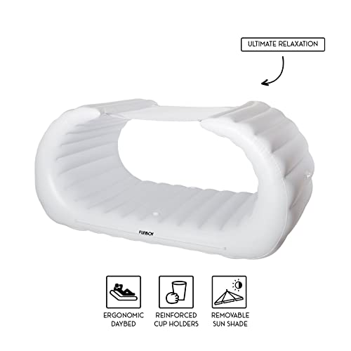 Funboy Giant Inflatable Luxury Bali Lounger Cabana Pool Float In White, Floating Bed, Two Cup Holders, Removable Shade, Luxury Float For Summer Pool Party And Entertainment #TOP5