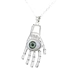 Accesorios para niñas Collar Hamsa para mujeres y hombres, Plata de ley 925 Cristal multicolor Mano de Fátima Collares Hamsa Cadena de clavícula de mano de Fátima de Turquía vintage, Mano De