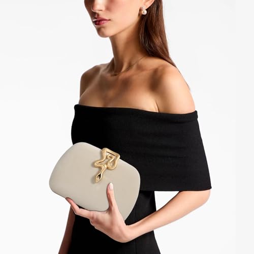 Image of Velvet Evening Clutch Purse for Women-Snake Clasp Formal Handbag,Hard Shell Design Bag for Weddings, Parties, Prom