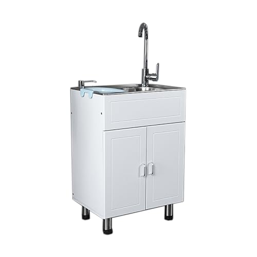 Évier commercial à cuve unique avec meuble de rangement pour restaurant