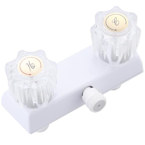RV Shower Faucet 4 Shower Valve Diverter with Dual Acrylic Control Knobs Leak-Proof Design for RV Camper Van Travel Trailer Bathroom (Indoor/Outdoor Use) White