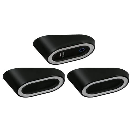 4lite Hampton Wedge Display Cabinet Light (Black) Pack of 3 Warm White 85lm Under-Shelf Light with Touch-Free Sensor Control and Built-in USB & USB-C Charging - 4L1/1305/3X3