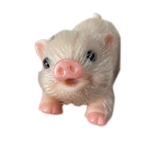 Lonian 5-Zoll weiches festes Silikon Haustier Schwein Spielzeug mit Ganzkörper Silikon Schwein Puppe Soft Touch, Reborn Puppen Hand verwurzeltes Haar Körper Tier Schwein Puppe Geschenke Cover