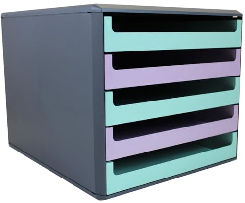 Schubladenbox, Gehäuse Anthrazit, Recycling Blauer Engel, Pastell