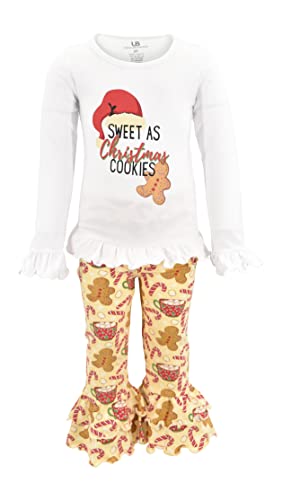Image of Unique Baby 2 Piece Girls Double Ruffle Leggings and Long Sleeve Shirt Clothes Set Kid and Toddler Girl Outfit
