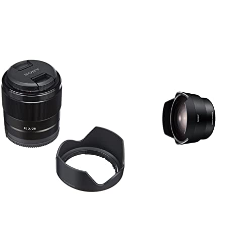 Sony SEL-28F20 Weitwinkel Objektiv (Festbrennweite, 28mm, F2, Vollformat) schwarz & SEL057FEC, Fisheye-Vorsatzkonverter…