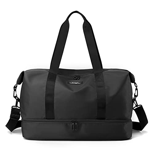 Borsone da Viaggio Nylon Sportiva Tote Gym Palestra Pieghevole Grande Capacità Borsa a tracolla Vacanza per per Sport Viaggi Nero