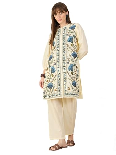 Image of INDO ERA Women's Catton Ethnic Co-Ord Set | Kurta Pant Set | Kurta Palazzo Set | Stylish Cotton Suit Set for Women,11947 | Co Ord Set For Women Stylish |