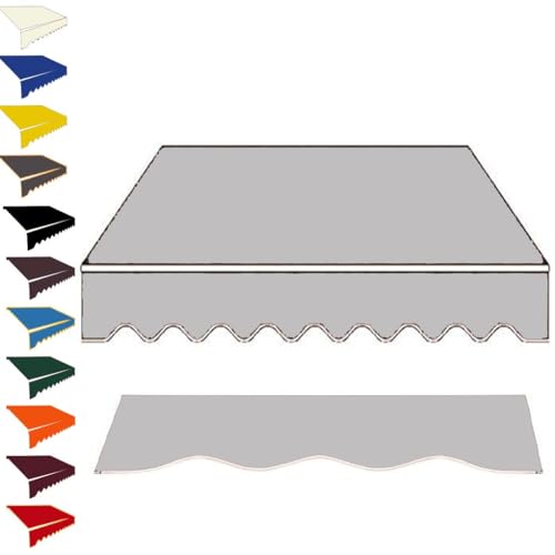 Waterproof Replacement Awning Fabric for Retractable & Folding Arm Awnings, Light Gray Canvas, 10x8ft (3.5x3m, 4x2.5m, 5x2.5m) - Markisenbespannung