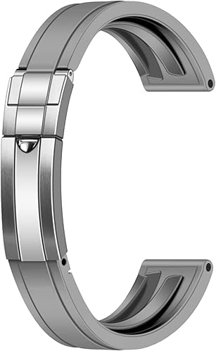 YHMOO Watchband For Rolex SUBMARINER GHOST DATEJUST OYSTERPERTUAL DAYTONA YACHTMASTER Deployment Buckle 20mm Rolex Silicone Rubber Strap Replacement (grey)