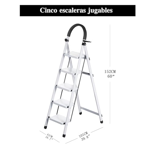 Escalera de aluminio 5 peldaños 3 Imagen adicional