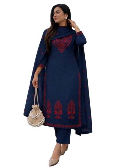 piludi Women embroidered kurta pant with dupatta Set | Ethnic Wear Three Piece kurta set for women-picture-11