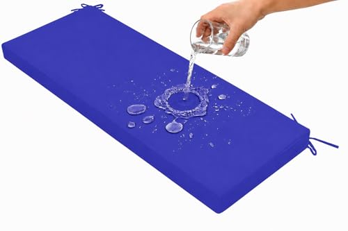 GZGLZDQ Cojines Exterior Impermeable para Exterior, Cojin Banco Exterior con Cintas Lavable, Cojin Banco Poliéster + Espuma, Grosor 5 cm para Jardín Terraza Bancos Columpio(Royal Blue,130 X 45 X 5cm)