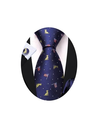 Image of Barry.Wang Man Tie Sets Skull Animal 63 inch Extra Long Necktie Silk Woven Handkerchief Cufflinks Festival Party Gift