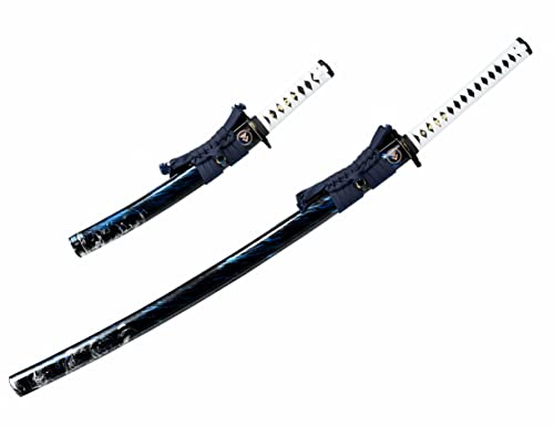 Lyuesword - Ghost of Tsushima Cosplay Replica Sword Set?Battle Ready Sword Katana, T10 Steel Fully Hand Forged Clay Tempered Blade, Full Tang Razor Shapr Blade