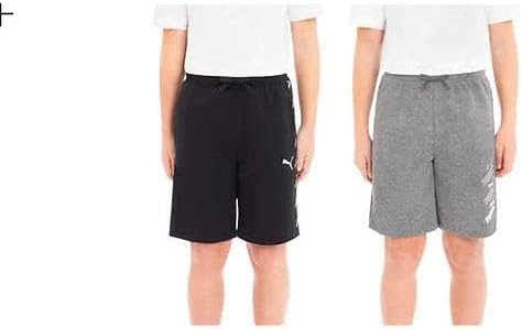 PUMA Youth Boys 2 Pack Shorts (Heather Gray/Black, XS-5/6)