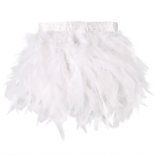 Daieeparty White Turkey Feathers Trim Fringe 2Yard 4-6inch for Party Clothing DIY Sewing Craft Wedding Dress Decoration Natural Fluffy Turkey Feather Trim