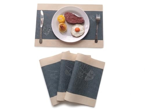 Image of Dribble PVC Placemats Set of 4 | Heat-Resistant, Washable, Waterproof Table Mats | Anti-Slip Dining Table Placemats for Kitchen & Home Decor - 45x30cm, Design - Olive Sand