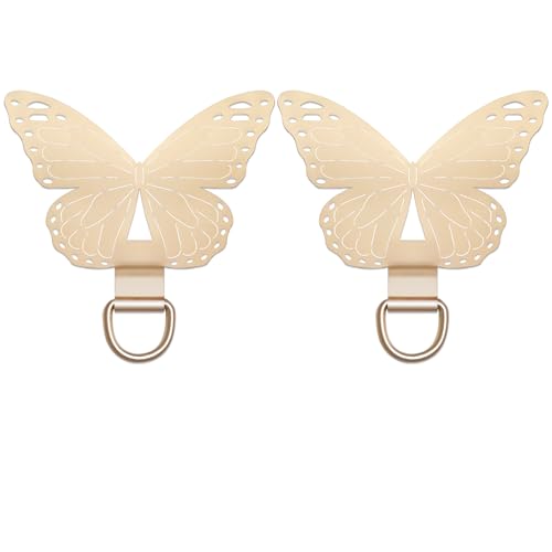 Languette d'attache de téléphone dorée en métal papillon pour coque iPhone