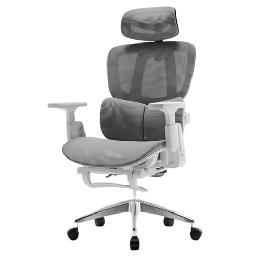 Silla para Videojuegos con Soporte Lumbar de Doble Zona y reposapiés, Silla ergonómica para Ordenador con Altura Ajustable, Asiento Giratorio y reposacabezas