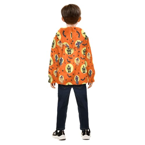 CHIFIGNO Cute Cats Halloween Toddler Winter Jacket, Toddler Boy Fleece Zip up Jacket Thick for Fall Winter Spring 3T4