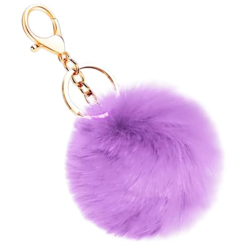Porte-clés pompon doré en fausse fourrure haute densité douce