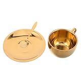 ARTSEWPLY Taza Café Apilable Acero Inoxidable Doble Pared con Platillo Aislamiento Térmico para Camping y Bebidas Calientes y Frías