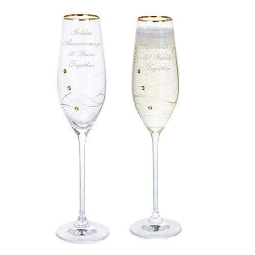Flûtes à champagne anniversaire 50 ans ensemble pour sabrer l'amour