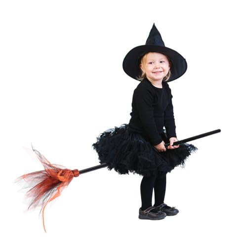 DOITOOL Escoba de Bruja para Halloween Cosplay Naranja Accesorio de Disfraz para Adultos Prop de Escoba para Fiesta y Decoración Temática