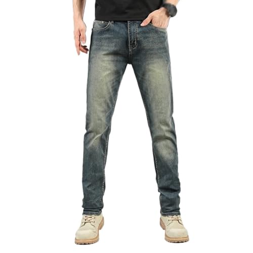 Vintage Made Old Straight Leg Jeans Solid Color Business Comfort Denim Pants