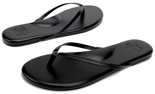 Image of INMINPIN Flat Flip Flops with Arch Support for Women - Memory Foam Flats Summer Sandals 2026 - Ultra Comfort Vegan Leather Thong Sandals Summer Beach Slide