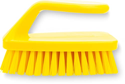 Image of SPARTA Scrub Brush with Iron Shaped Handle and Stiff Bristles, Heavy Duty Scrubber Brush for Kitchen, Bathroom, Shower, Tile, Sink, Carpet and Bakepans, Polypropylene, 6 Inches, Yellow