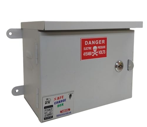 Image of EV Charger Box 15 inchx9.5 inchx8 inch - Weatherproof Lockable Metal Enclosure with MCB, Suitable for All Electric Two-Wheeler Brands, for Home & Commercial Use
