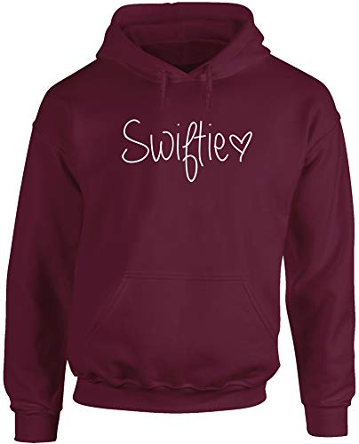 Hippowarehouse Swiftie Unisex Hoodie Hooded top (Specific Size Guide in Description) Maroon