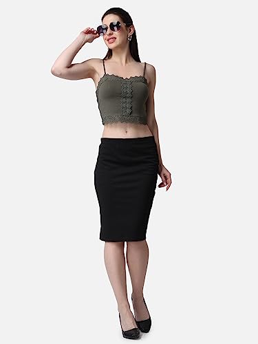 Image of POPWINGS Casual Solid Pencil Skirt for Women || Knee-Length Skirt for Women || Stylish Mini Skirt for Women || Summer Pencil Skirt for Women