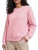 PINSPARK Sweatshirt for Women Crewneck Soft Long Sleeve Lightweight Sweatshirts Yoga Pullover Loose Fit Casual Dropped Shoulder Fall 2025,Pink X-Large